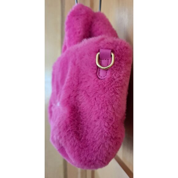 Barbie Pink Fluffy Handbag With Faux Fur & Gold D-Rings By Skinny Dip bling - Picture 3 of 11